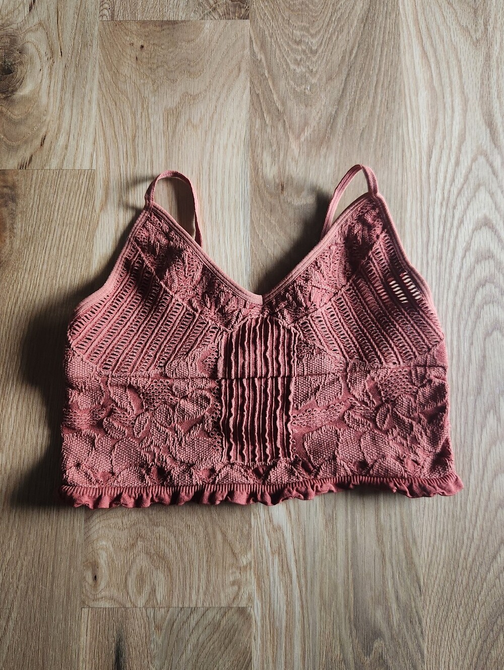 Fornia Lace Knit Bralette Camisole - Dusty Rose Small